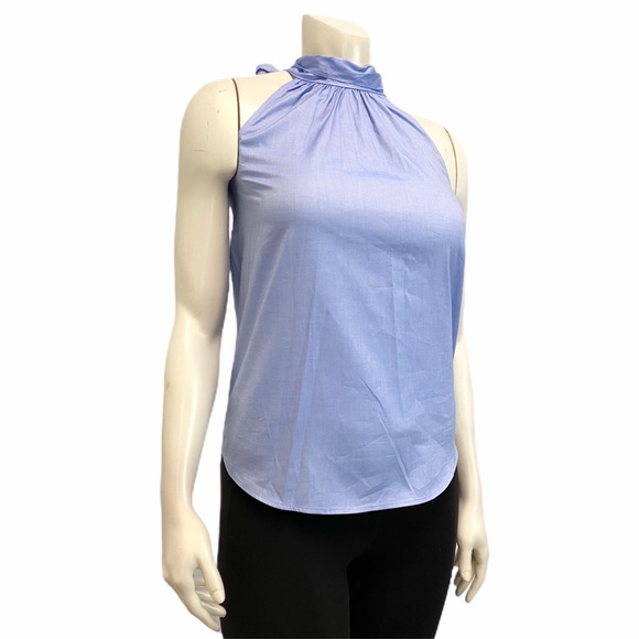 J. CREW Oxford Cotton Tie Bow Back Top Blouse 2 - Picture 4 of 7